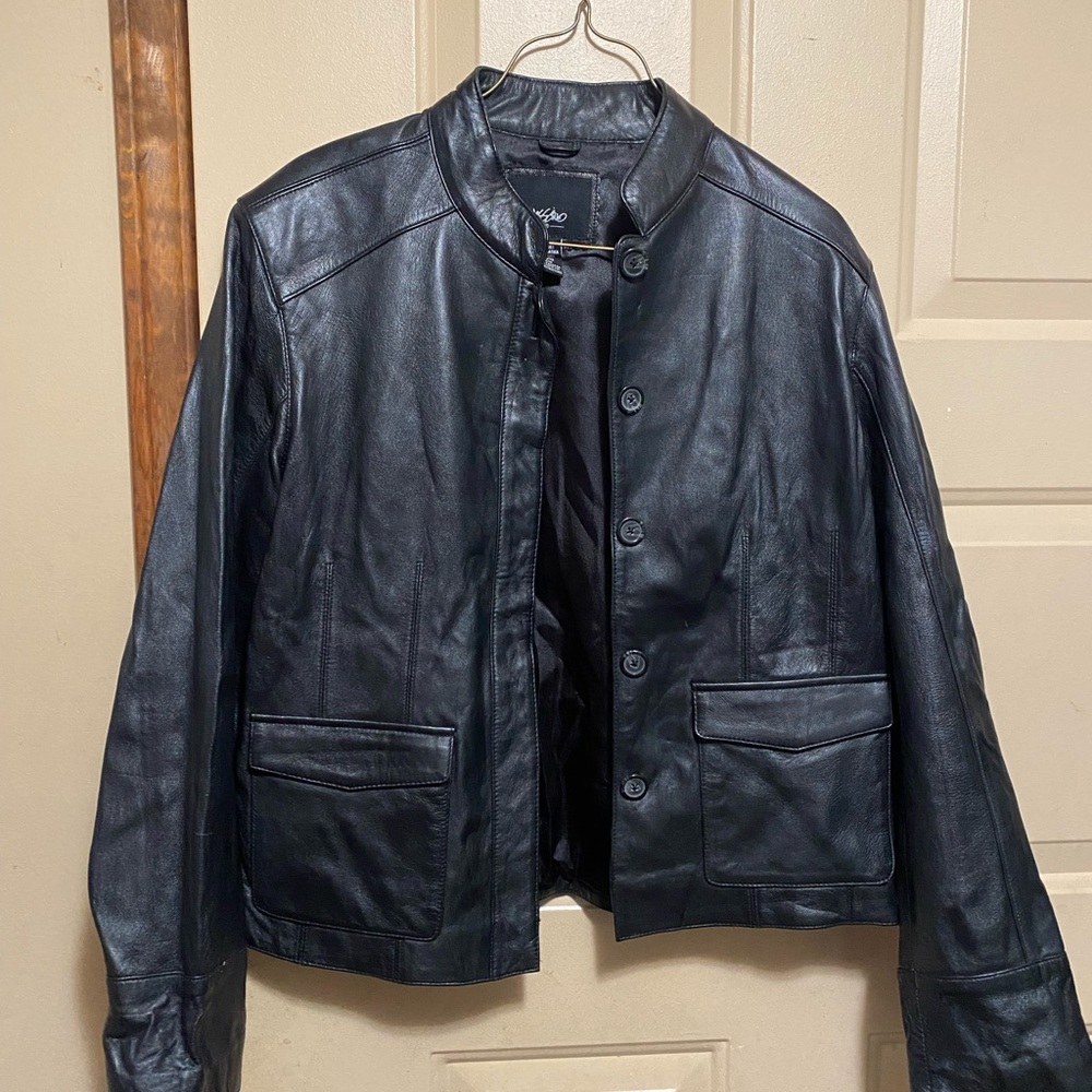 Massimo large men’s black leather jacket